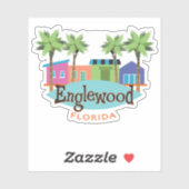 Sticker Illustration de style rétro Englewood Florida (Feuille)