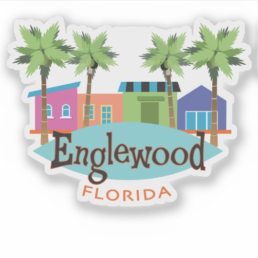 Sticker Illustration de style rétro Englewood Florida (Devant)