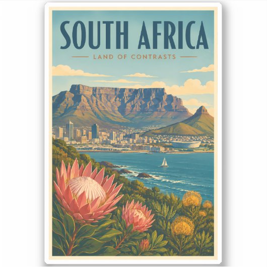 Sticker Illustration de Table Mountain en Afrique du Sud p (Devant)