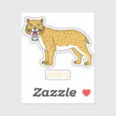 Sticker Illustration de tigre à dents de sabre (Feuille)