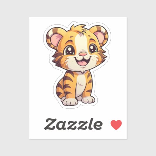 Sticker Illustration de tigre de dessin (Feuille)
