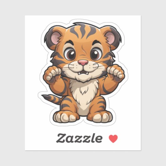 Sticker Illustration de tigre de dessin (Feuille)