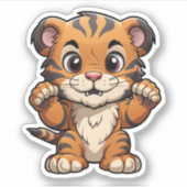 Sticker Illustration de tigre de dessin (Devant)