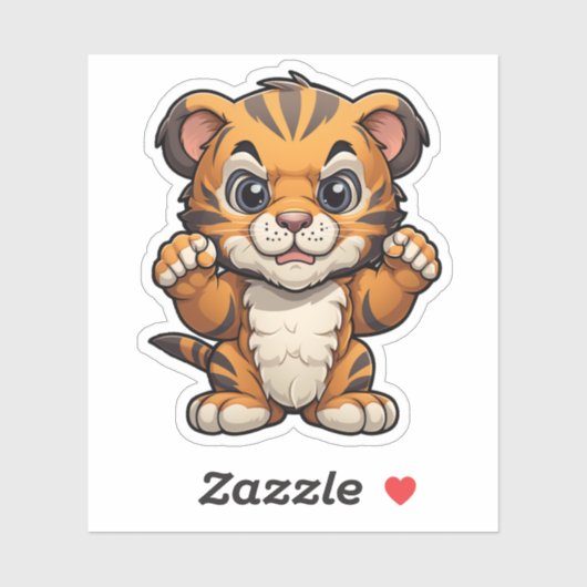 Sticker Illustration de tigre de dessin (Feuille)