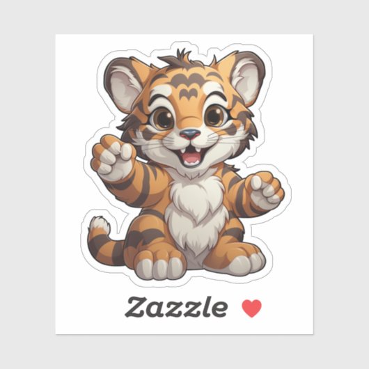 Sticker Illustration de tigre de dessin (Feuille)