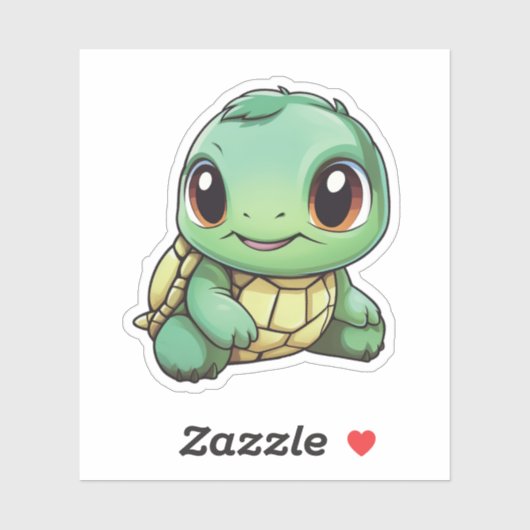 Sticker Illustration de tortue caricaturale (Feuille)