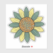 Sticker Illustration de tournesol Art rétro (Feuille)