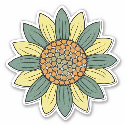 Sticker Illustration de tournesol Art rétro (Devant)