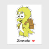 Sticker Illustration De Tricératops Avec Sac À Dos. (Feuille)