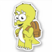 Sticker Illustration De Tricératops Avec Sac À Dos. (Devant)