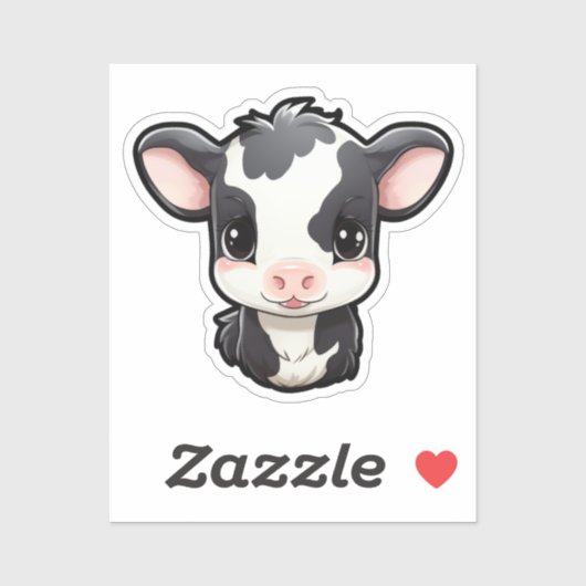 Sticker Illustration de vache caricaturale (Feuille)