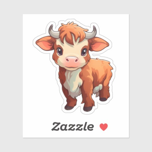 Sticker Illustration de vache caricaturale (Feuille)