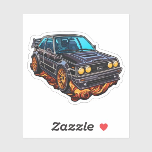 Sticker Illustration de voiture de dessin (Feuille)