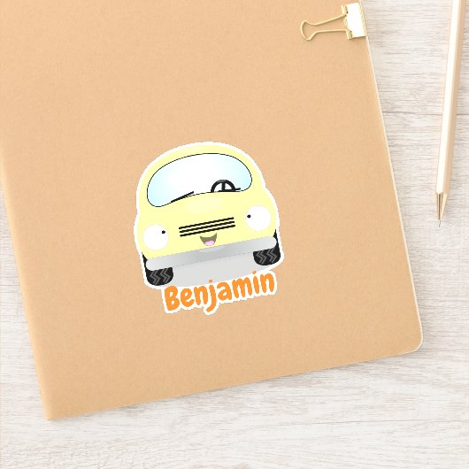 Sticker Illustration de voiture jaune Cute kawaii (Carnet)