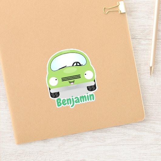 Sticker Illustration de voiture verte Cute kawaii (Carnet)