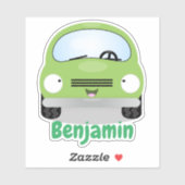 Sticker Illustration de voiture verte Cute kawaii (Feuille)