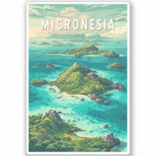 Sticker Illustration de voyage d'art vintage de Micronésie