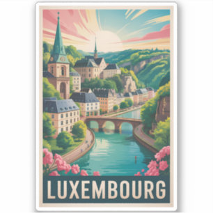 Sticker Illustration de voyage de paysage luxembourgeois A