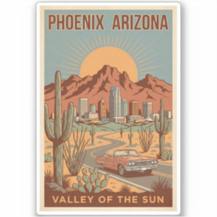 Sticker Illustration de voyage de Phoenix Arizona Soleil A