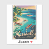 Sticker Illustration de voyage des côtes des îles Marshall (Feuille)