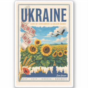 Sticker Illustration de voyage du dôme doré du tournesol d