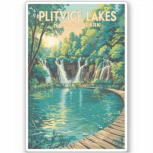 Sticker Illustration de voyage du parc national des lacs d