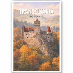 Sticker Illustration de voyage en Transylvanie Roumanie Ar