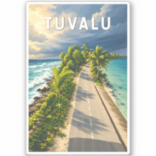 Sticker Illustration de voyage vintage de Tuvalu
