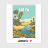 Sticker Illustration de voyage vintage Libye (Feuille)