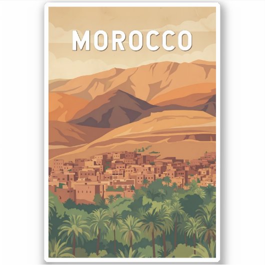 Sticker Illustration de voyage vintage Maroc (Devant)