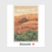 Sticker Illustration de voyage vintage Maroc (Feuille)