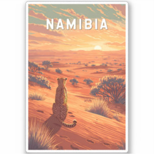 Sticker Illustration de voyage vintage sur la Namibie