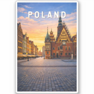 Sticker Illustration de voyage vintage sur la Pologne
