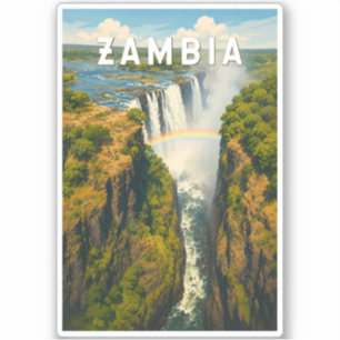 Sticker Illustration de voyage vintage sur la Zambie