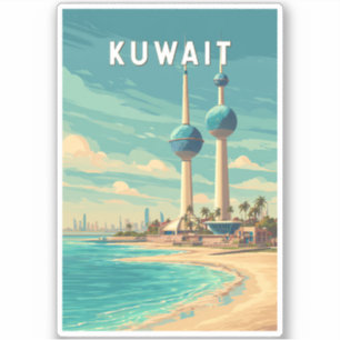 Sticker Illustration de voyage vintage sur le Koweït