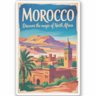 Sticker Illustration de voyage vintage sur le Maroc