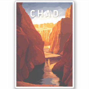 Sticker Illustration de voyage vintage sur le Tchad