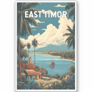 Sticker Illustration de voyage vintage sur le Timor orient