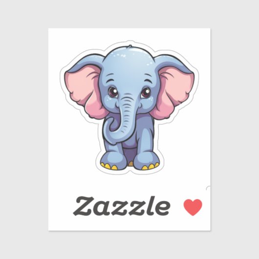 Sticker Illustration d'éléphant de dessin animé (Feuille)