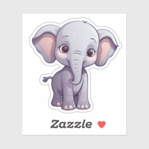 Sticker Illustration d'éléphant de dessin animé