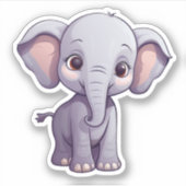 Sticker Illustration d'éléphant de dessin animé (Devant)