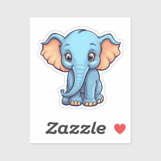 Sticker Illustration d'éléphant de dessin animé (Feuille)