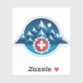 Sticker Illustration des Alpes suisses (Feuille)