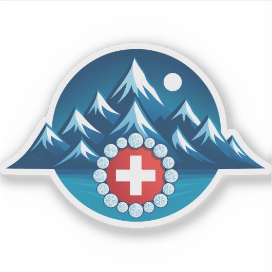 Sticker Illustration des Alpes suisses (Devant)