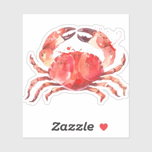 Sticker Illustration des aquarelles de crabe rouge (Feuille)