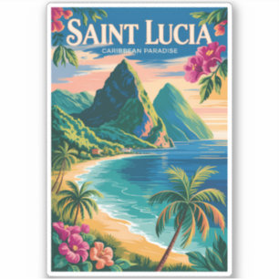Sticker Illustration des Pitons de Sainte-Lucie Art de voy