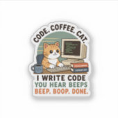 Sticker Illustration d'humour de programmeur de chat de ca (Devant)