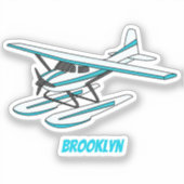 Sticker Illustration d'hydravion bleu blanc (Recto)