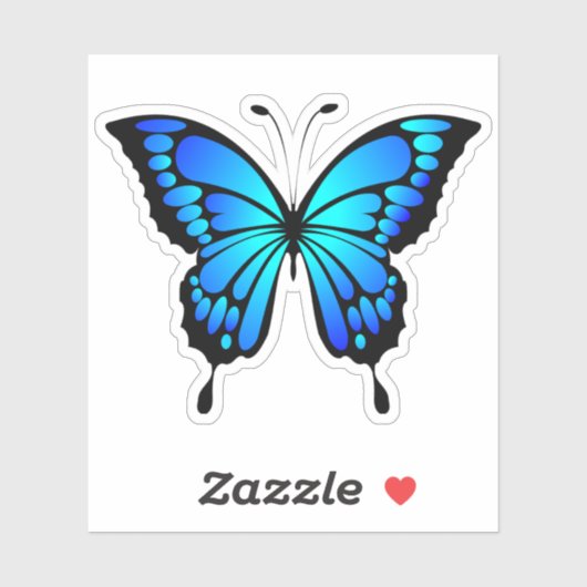 Sticker Illustration d'insecte bleu papillon-20284 (Feuille)