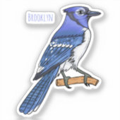 Sticker Illustration d'oiseau de jay bleu (Recto)